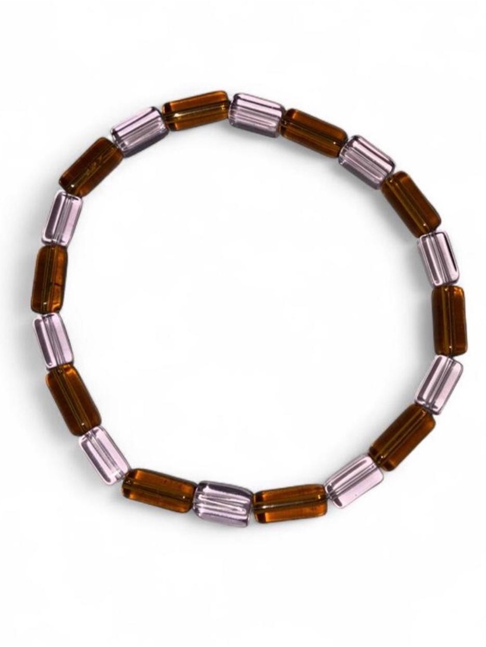 Beaded Stretchy Bracelet in Brown and pink